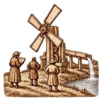 The invention at level 6: full size, by a stream, with witnesses.